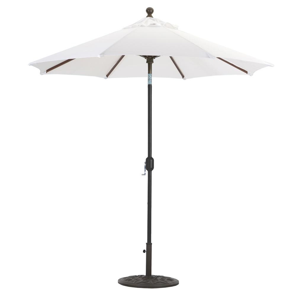 Galtech 7.5 Ft. Octagonal Aluminum Patio Market Umbrella W/ Crank Lift And Deluxe Auto Tilt - Black Frame W/ Sunbrella Canvas Natural Canopy