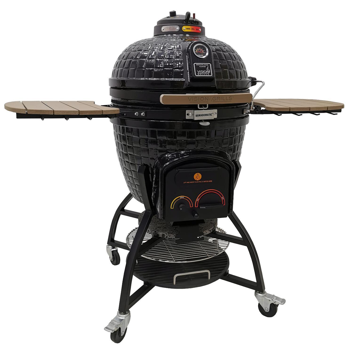 Vision XR-402BO Elite Series Kamado Grill - Cooking Grates Can Be Stored On Cart thumbnail