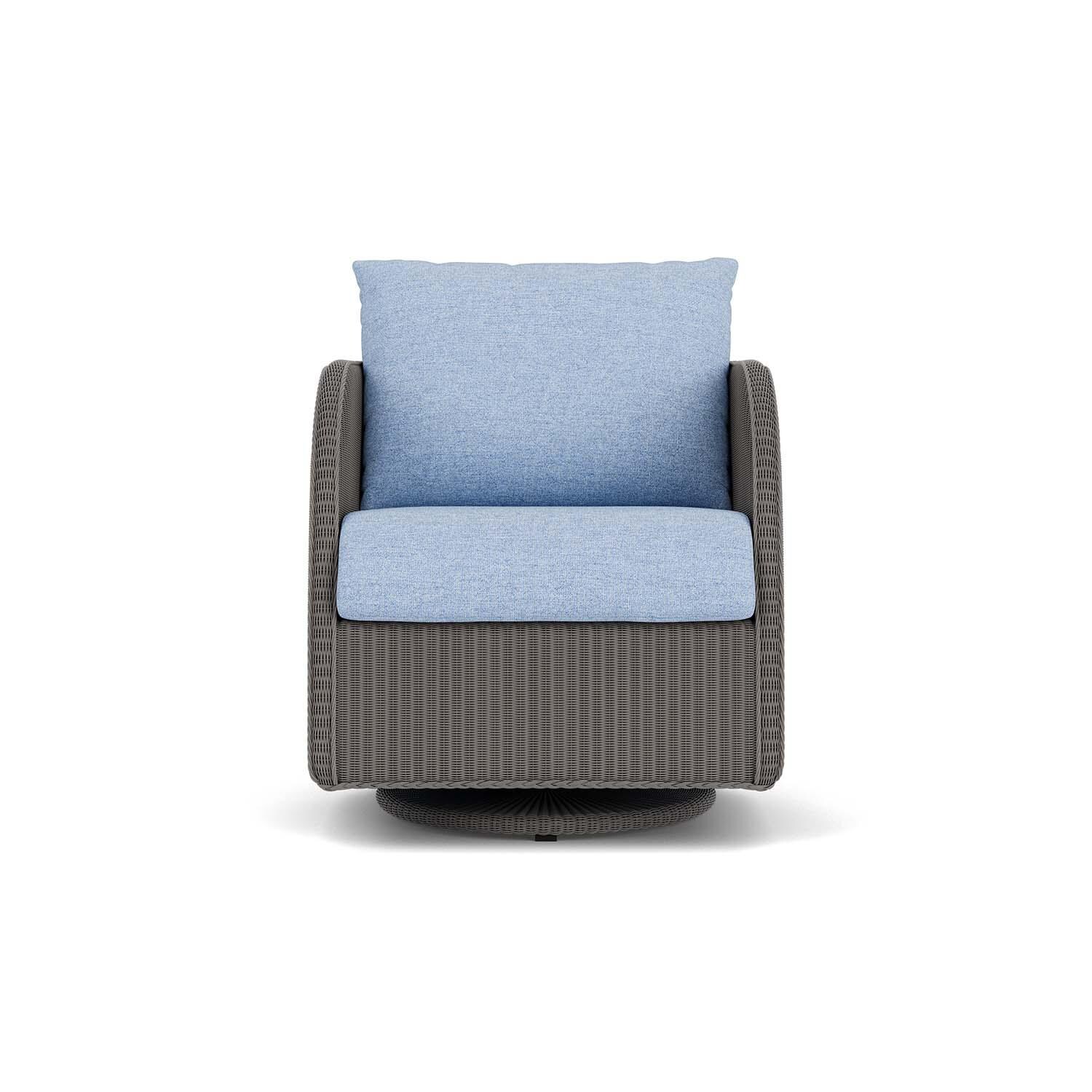 Essence Lloyd Loom Swivel Glider Club Chair in Pewter/Demo Skyway by Lloyd Flanders