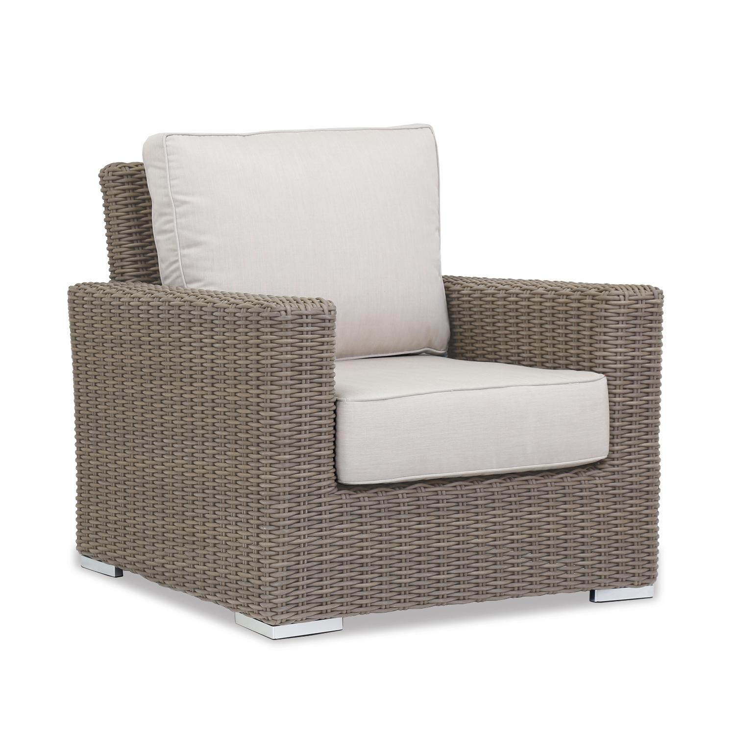 Sunset West - Coronado 3 Piece Resin Wicker Patio Conversation Set W/ End Table, Ottoman, & Sunbrella Canvas Flax Cushions - Coronado Patio Club Chair thumbnail