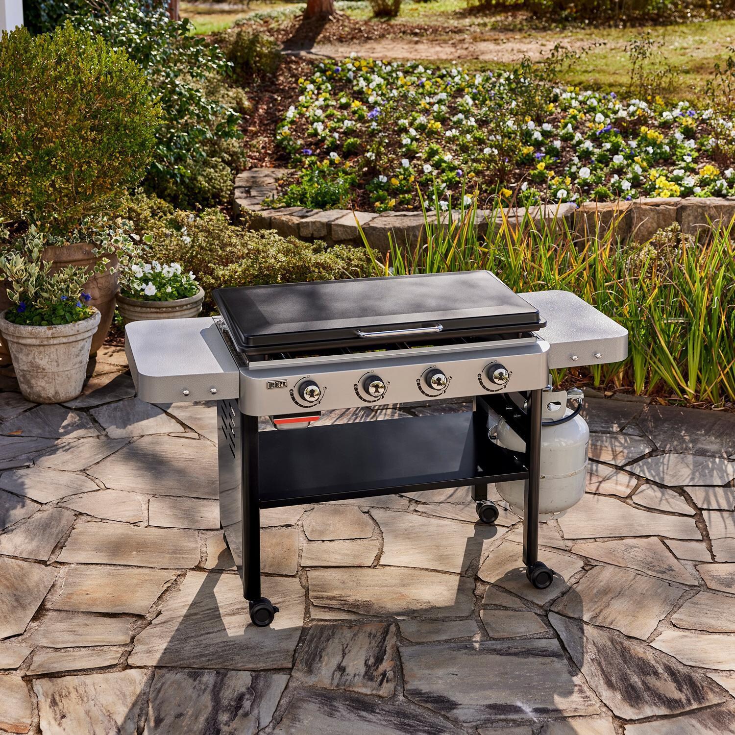 Weber 44310401 36-Inch Propane Griddle W/ Cover Bundle - On the Patio - Hood Closed thumbnail