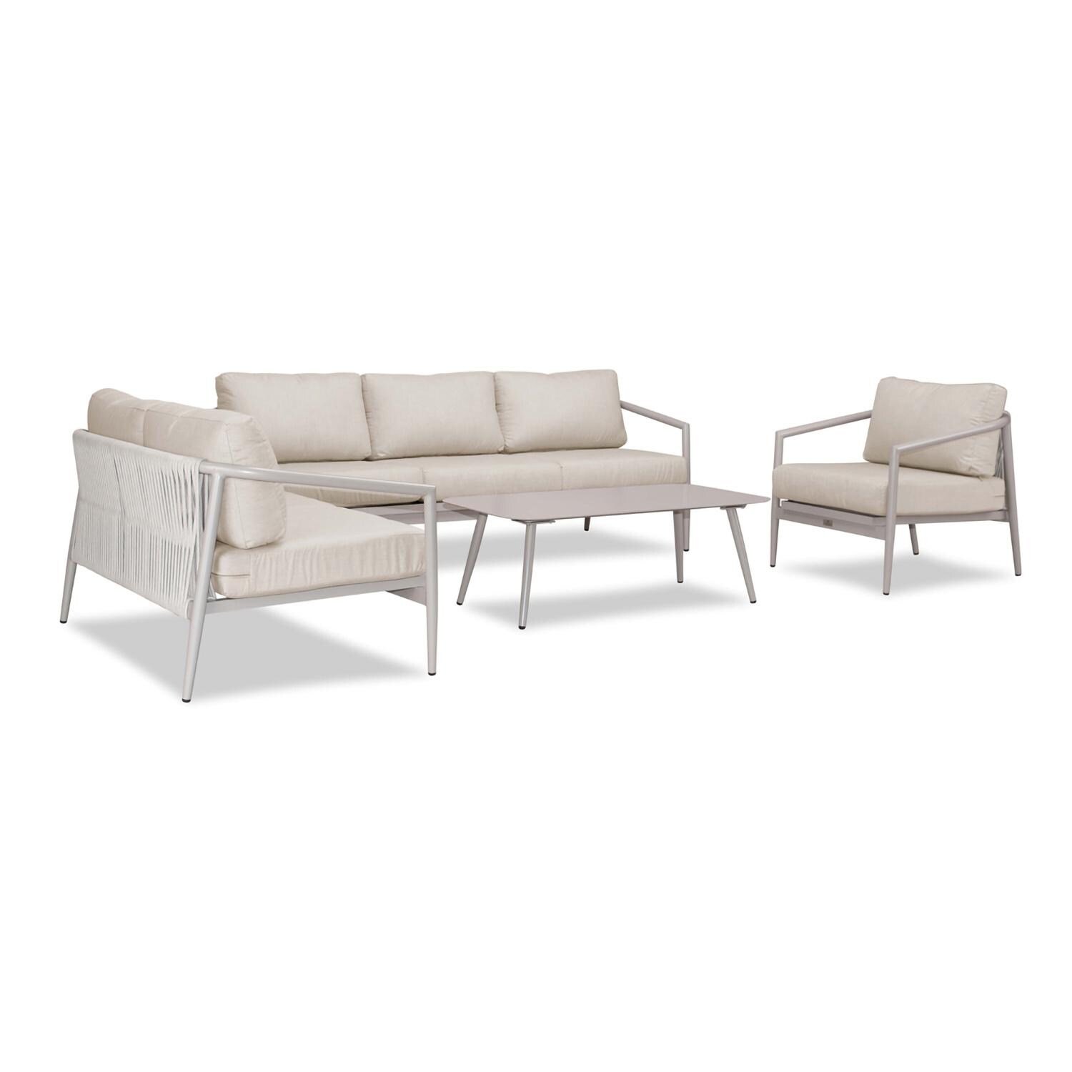 Lakeview Midnight Cove 4 Pc Aluminum Sofa Loveseat Seating Set in Urban Stone/Carrera/Cast Silver - Angled - White Background thumbnail