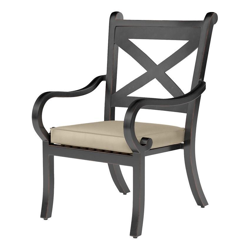 Monterey Aluminum Dining Arm Chair in Copper/Linen Stone w/ Selt Welt by Sunset West