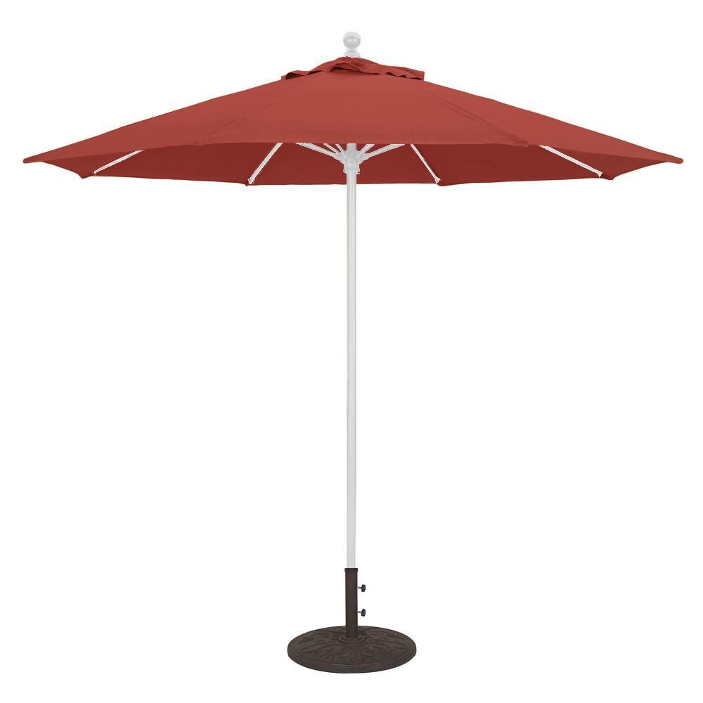 Galtech 9 Ft. Bar Height Octagonal Aluminum Patio Market Umbrella W/ Push Lift - White Frame W/ Sunbrella Canvas Henna Canopy