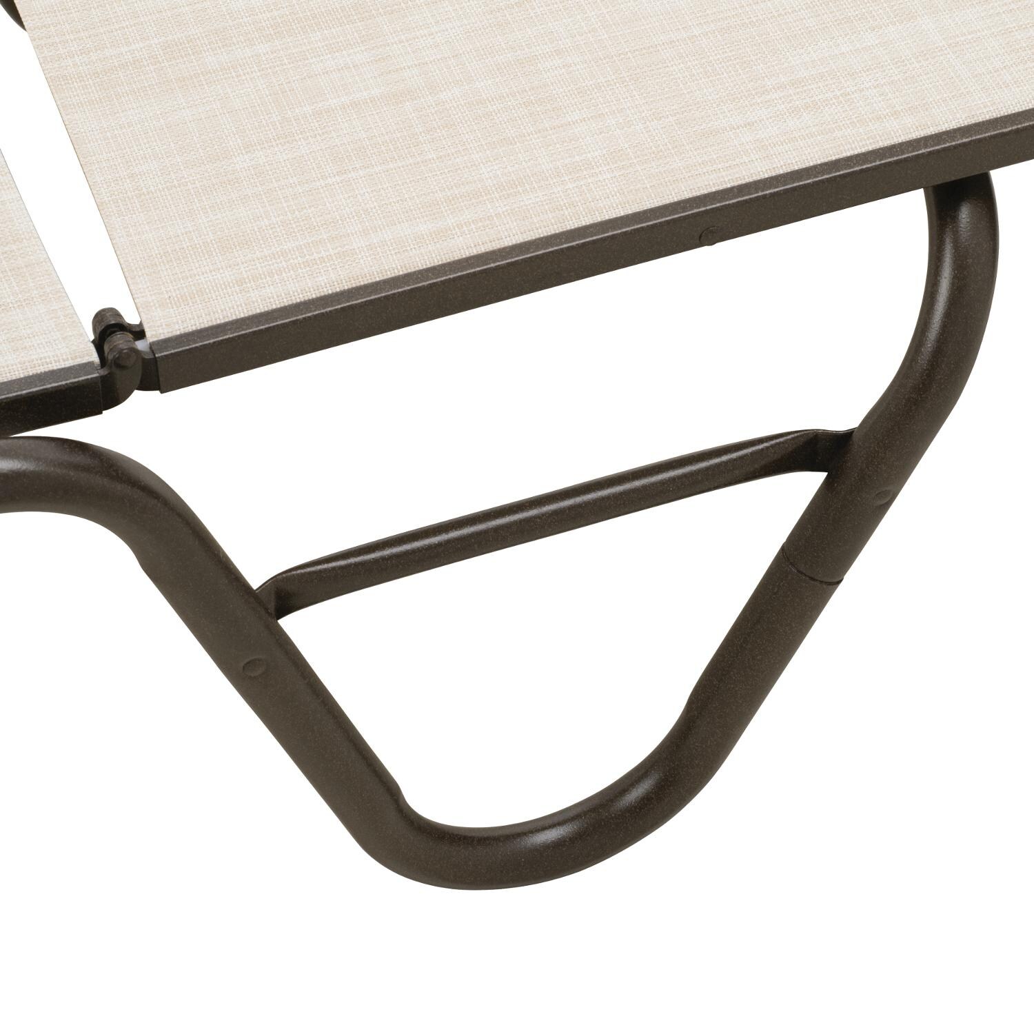 Gardenella Sling Four-Position Lay Flat Stacking Armless Chaise - Foot - Textured Aged Bronze/Natural thumbnail