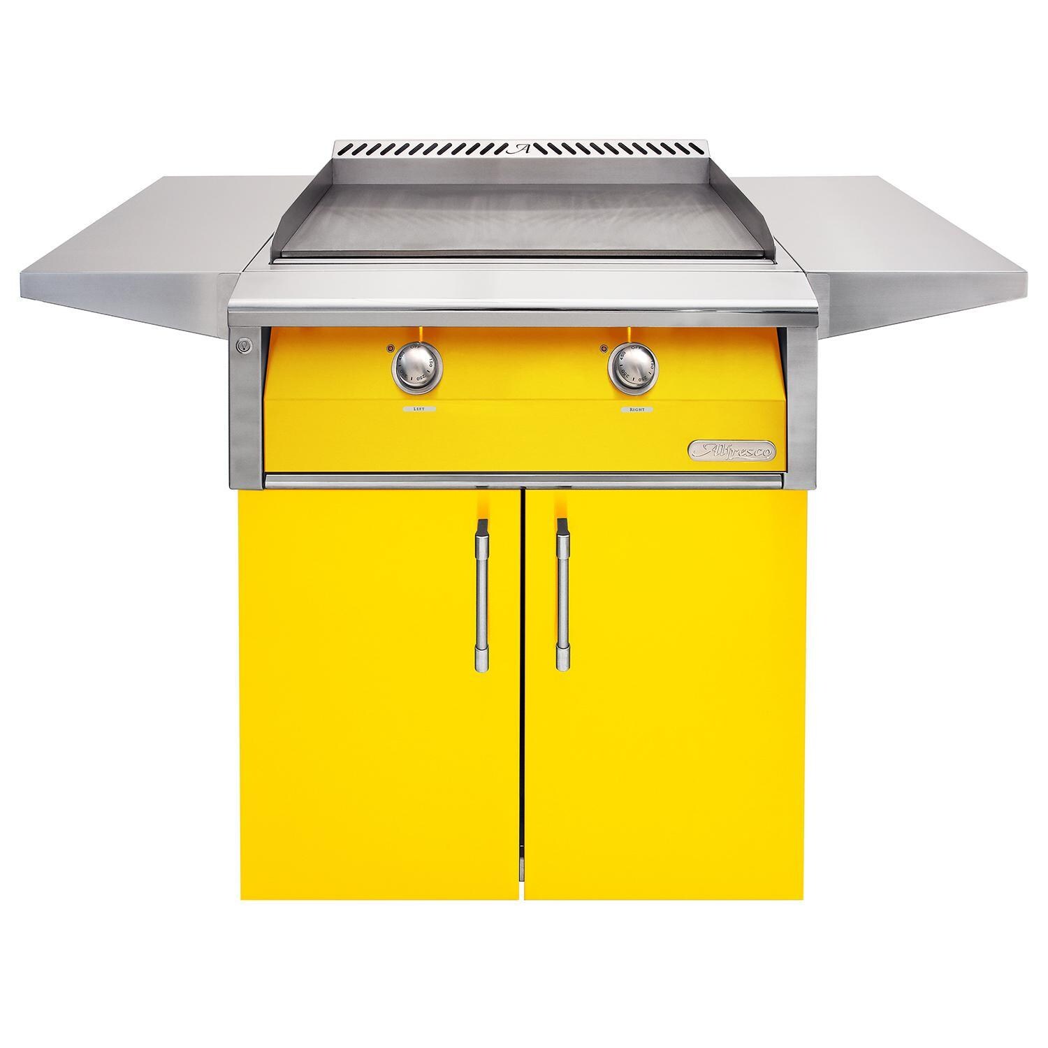 Alfresco 30-Inch Freestanding Natural Gas Griddle with Cart in Traffic Yellow - AXE-30GTC-NG-S1023