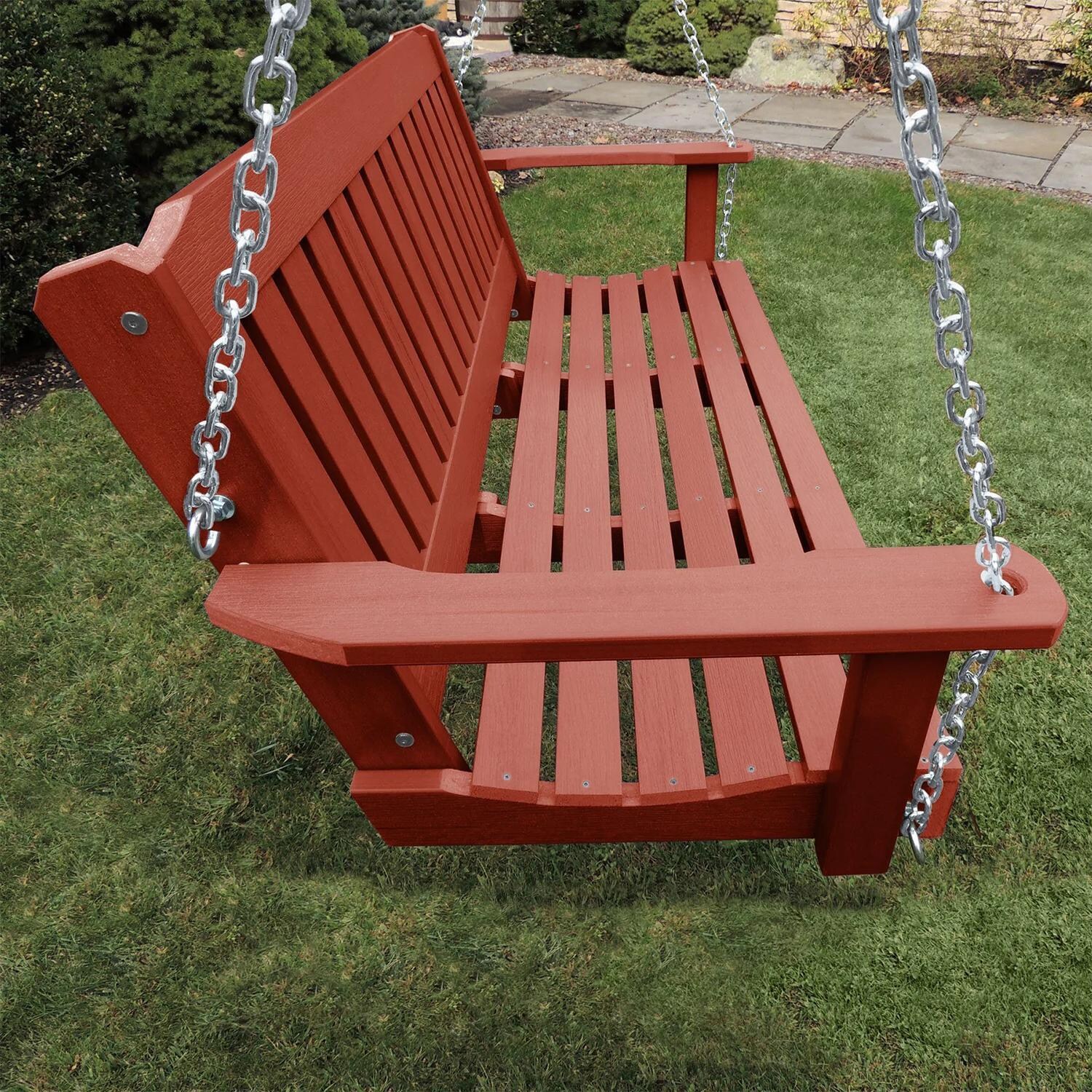 Lakeview Hart Lane Porch Swing - 5ft - Rustic Red - Side View thumbnail