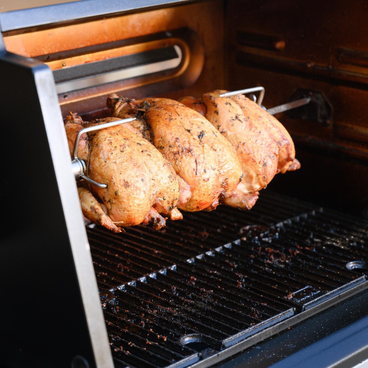 Masterbuilt - MB20091220 - Rotisserie Kit For Gravity Series Digital Charcoal Grill + Smoker - Three Whole Chickens On The Rotisserie thumbnail