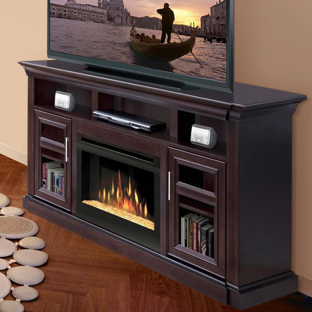 Dimplex Bailey 66 Inch Electric Fireplace Media Console With Glass Dimplex Bailey 66 Inch Electric Fireplace Media Console With Glass Embers Espresso Gds25g