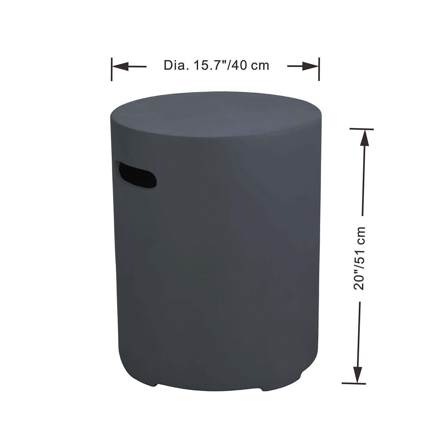 Elementi ONB01-102DG Round Tank Cover in Dark Gray - Dimensions - Dimensional thumbnail