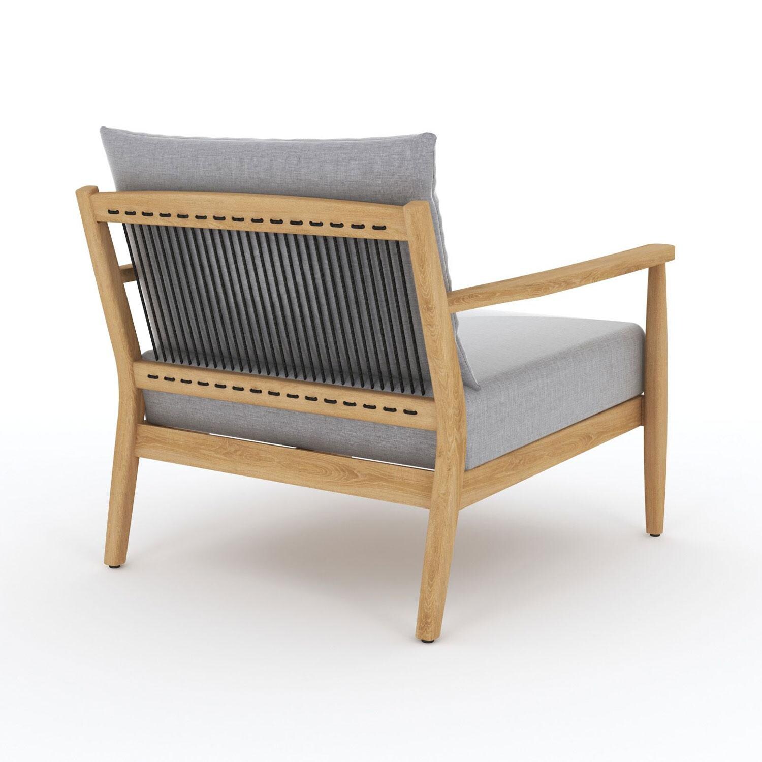 Palma Teak Club Chair W/ Granite Cushions by Royal Teak Collection - Rear View - White Background thumbnail