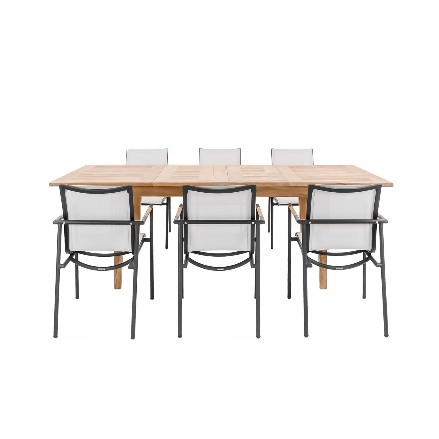 Teak + Table Paros/Friday Expansion 7 Piece Dining Set - White Background thumbnail