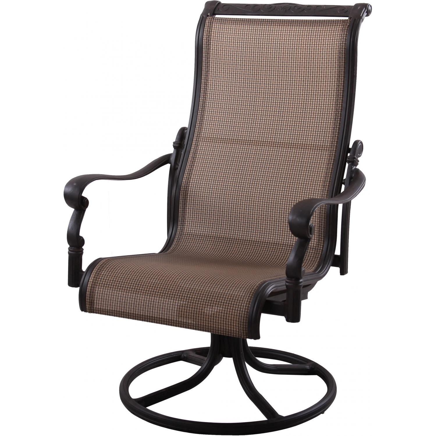 Monterey Cast Aluminum Swivel Rocker Dining Chair in Antique Bronze/Irish Mix by Darlee