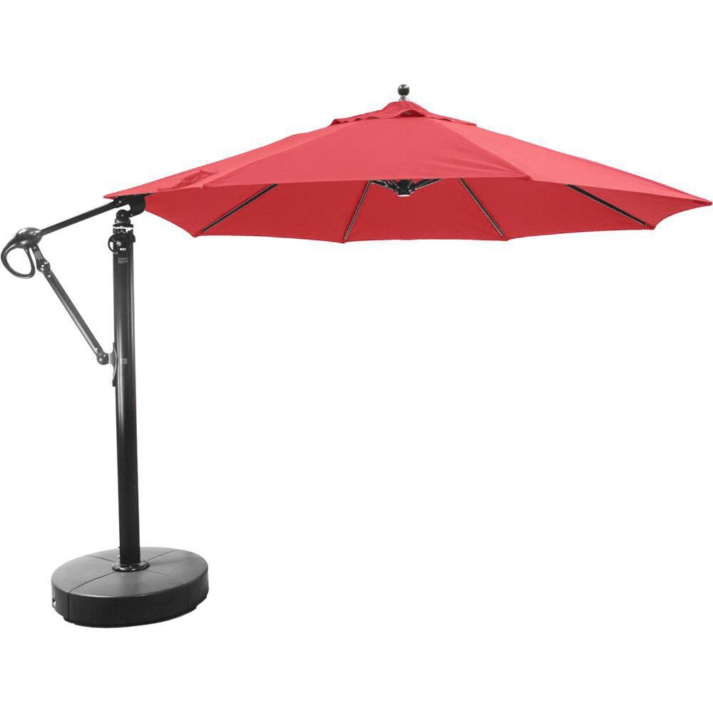 Galtech 11 Ft. Octagonal Aluminum Patio Umbrella W/ Manual Lift & Easy Tilt Wheel - Black Frame W/ Jockey Red Sunbrella Fabric thumbnail