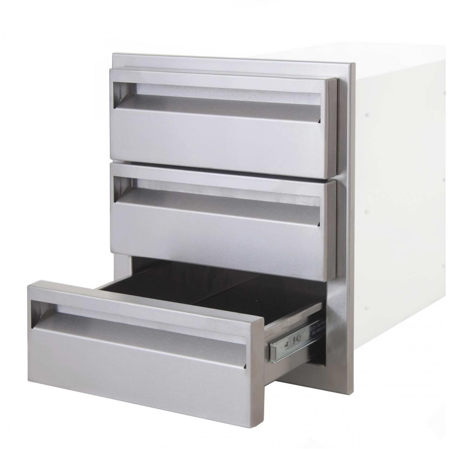 BBQGuys Aspen Raised Series 14-Inch Stainless Steel Triple Access Drawer - DISCONTINUED