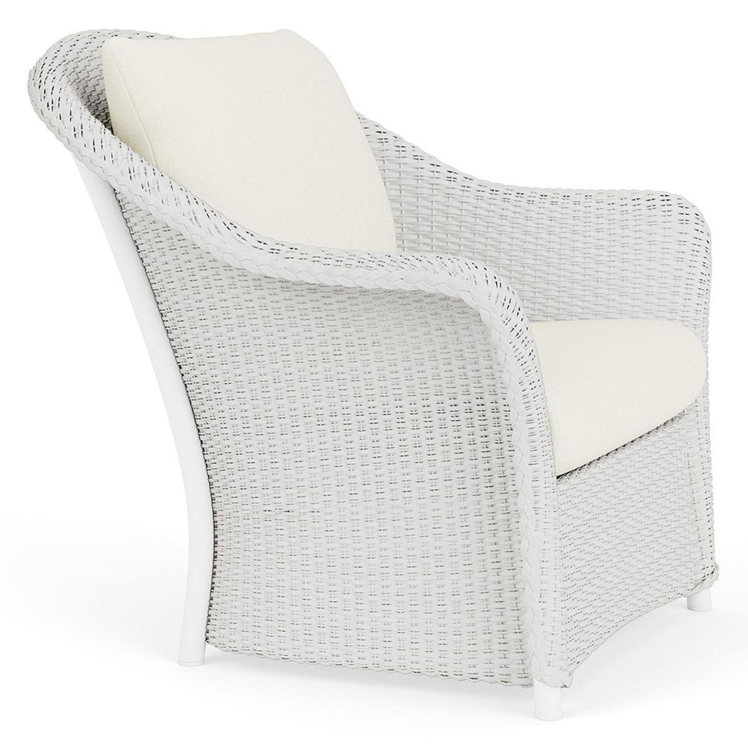 Lloyd Flanders Weekend Retreat Lounge Chair in Matte White Finish W/ Sailcloth Salt Fabric - Angled thumbnail