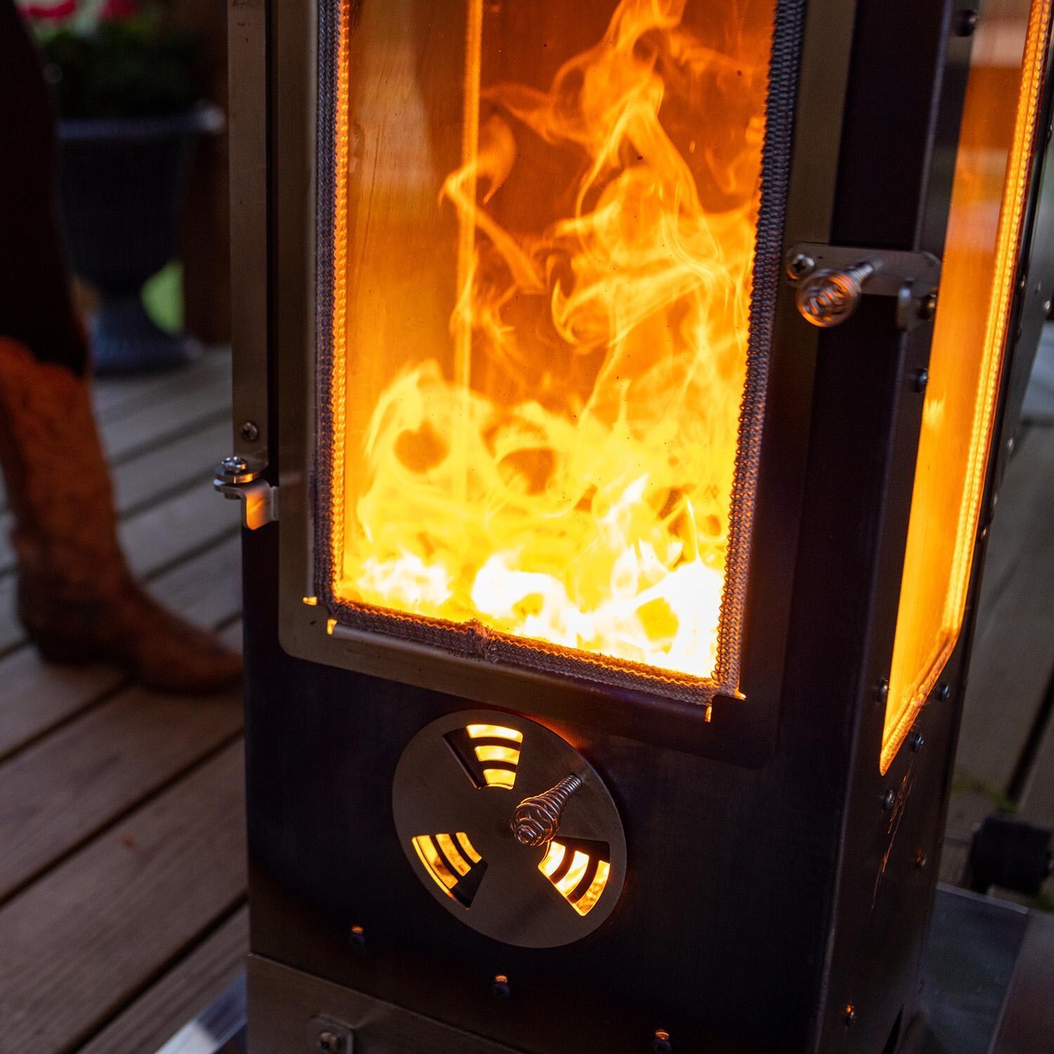 Timber Stoves Revere 22-in 90,000 BTU Pellet Freestanding Patio Heater - Stainless Steel - WPPHRSS1.0 - Vent Up Close - Detail thumbnail