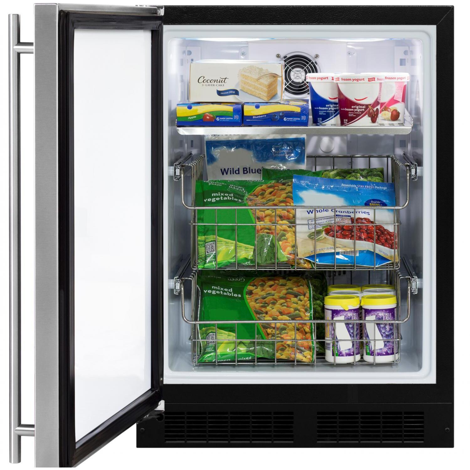 Marvel 24-Inch 4.7 Cu. Ft. Left Hinge Built-In Freezer - Stainless Steel - Open Door thumbnail