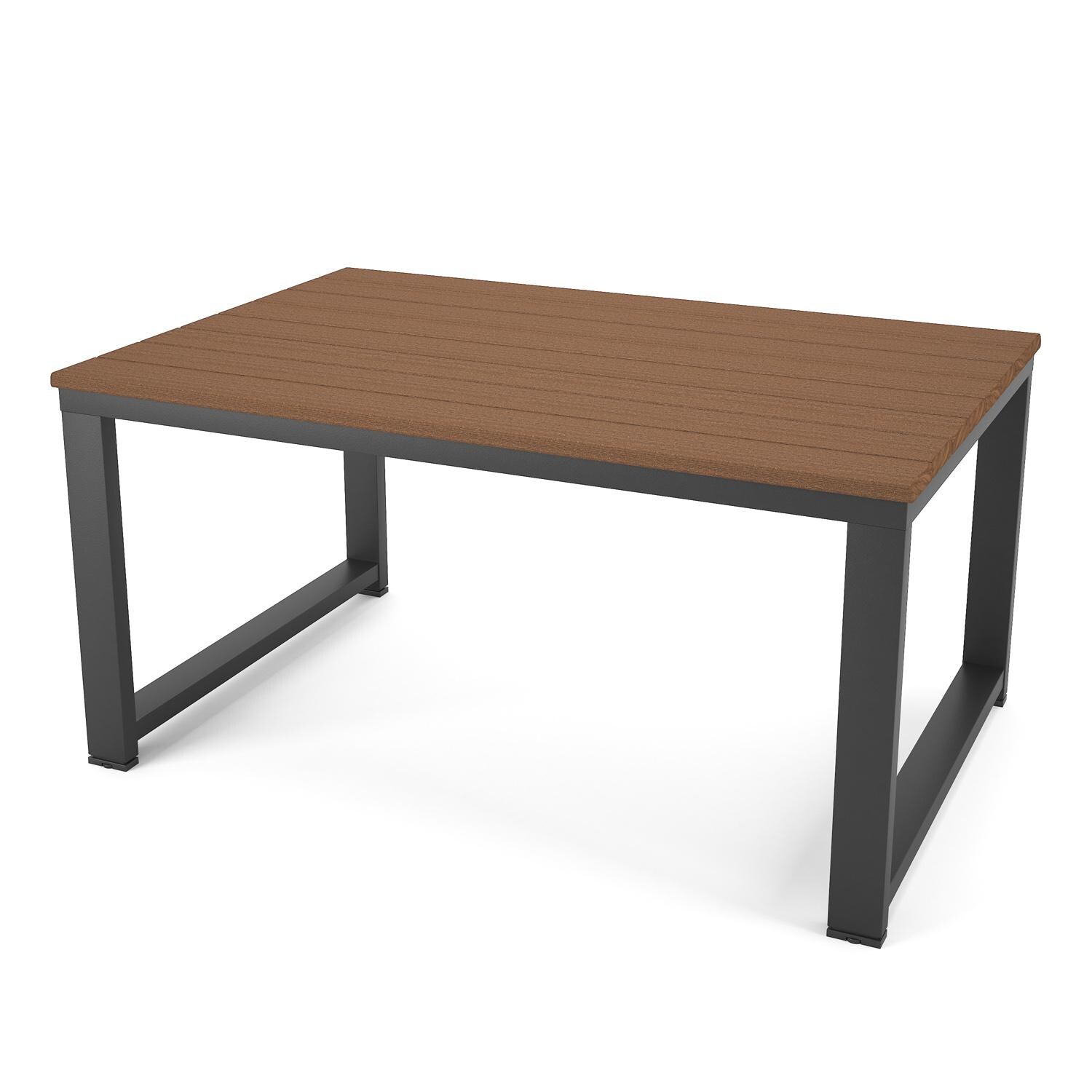 Lakeview NC6500-6PC-TANGARM-CN-BRN Oasis Bay 6 Pc Aluminum Seating Set in Brown/Canvas Natural - Coffee Table - White Background thumbnail