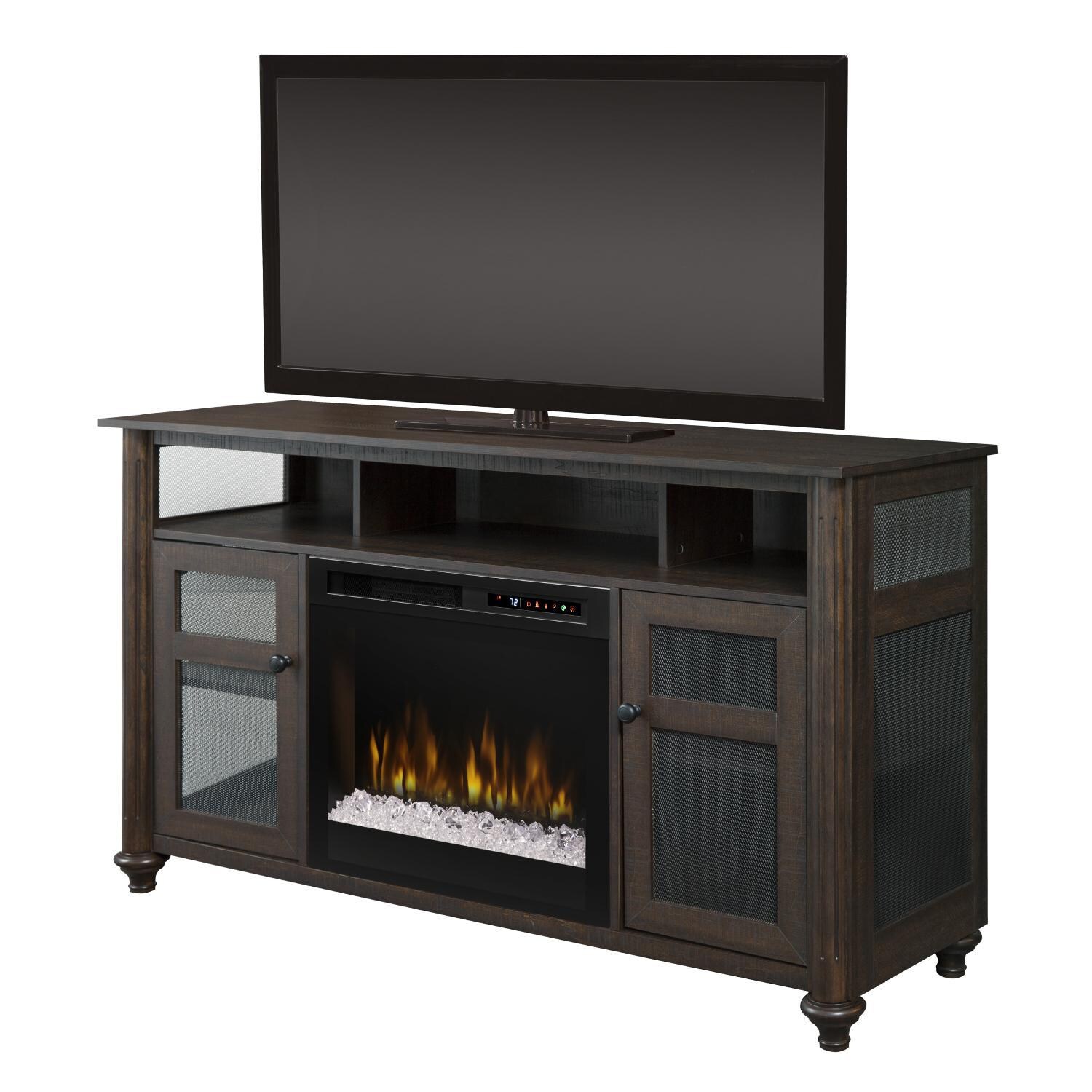 Dimplex - GDS23G8-1904GB - Xavier Entertainment Center with Acrylic Ice Glass Ember Bed Electric Fire Place - Side Angle View - In Use Example thumbnail