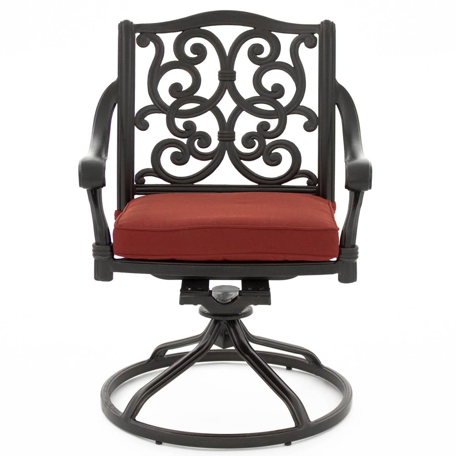 Villa Flora Cast Aluminum Patio Swivel Rocker W/ Sunbrella Canvas Henna Cushion - Front View thumbnail