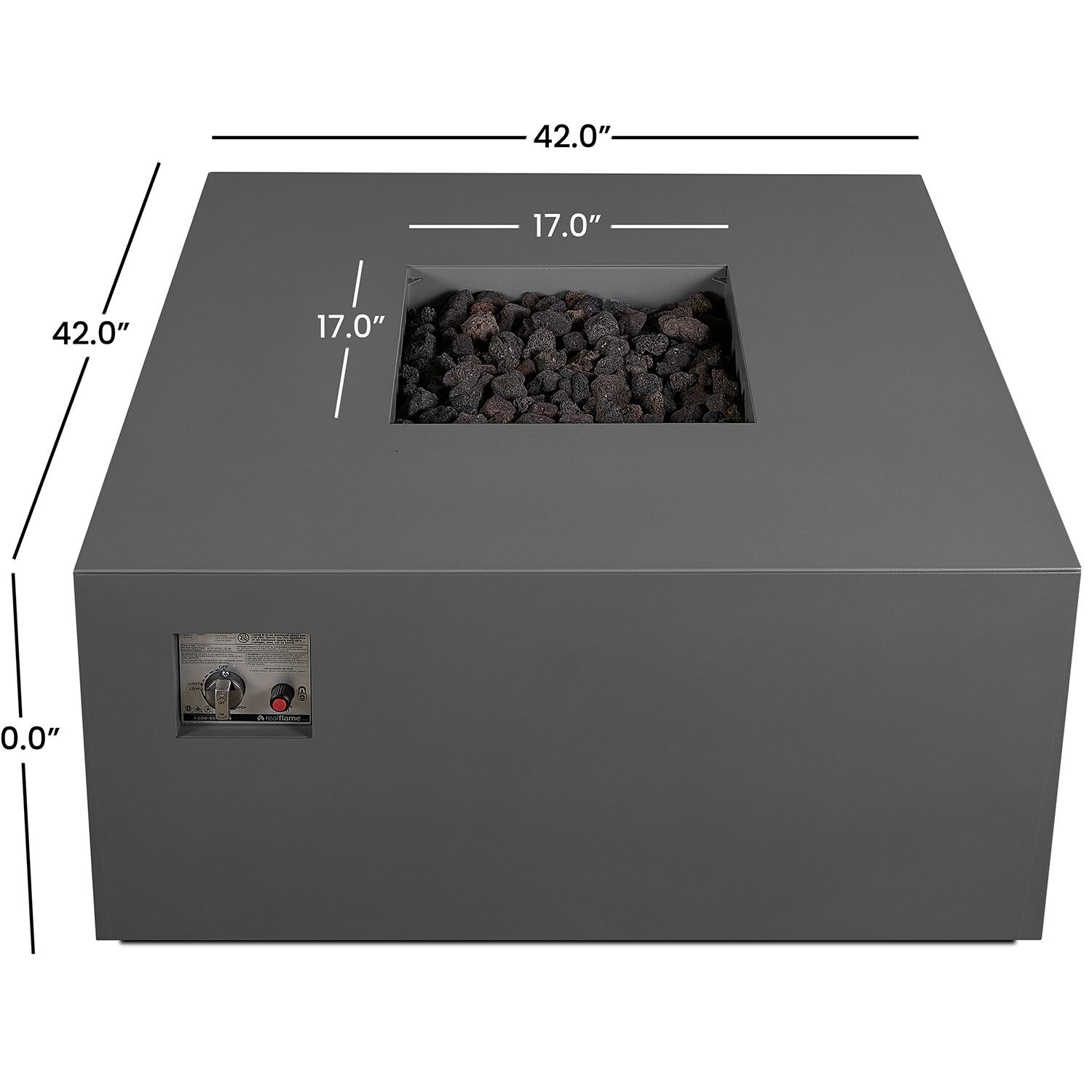 Lakeview Outdoor Designs SC2040LP-SLTE Lakeview Outdoor Designs Covewood 42-inch Square Propane Fire Table - Slate - Dimensions thumbnail