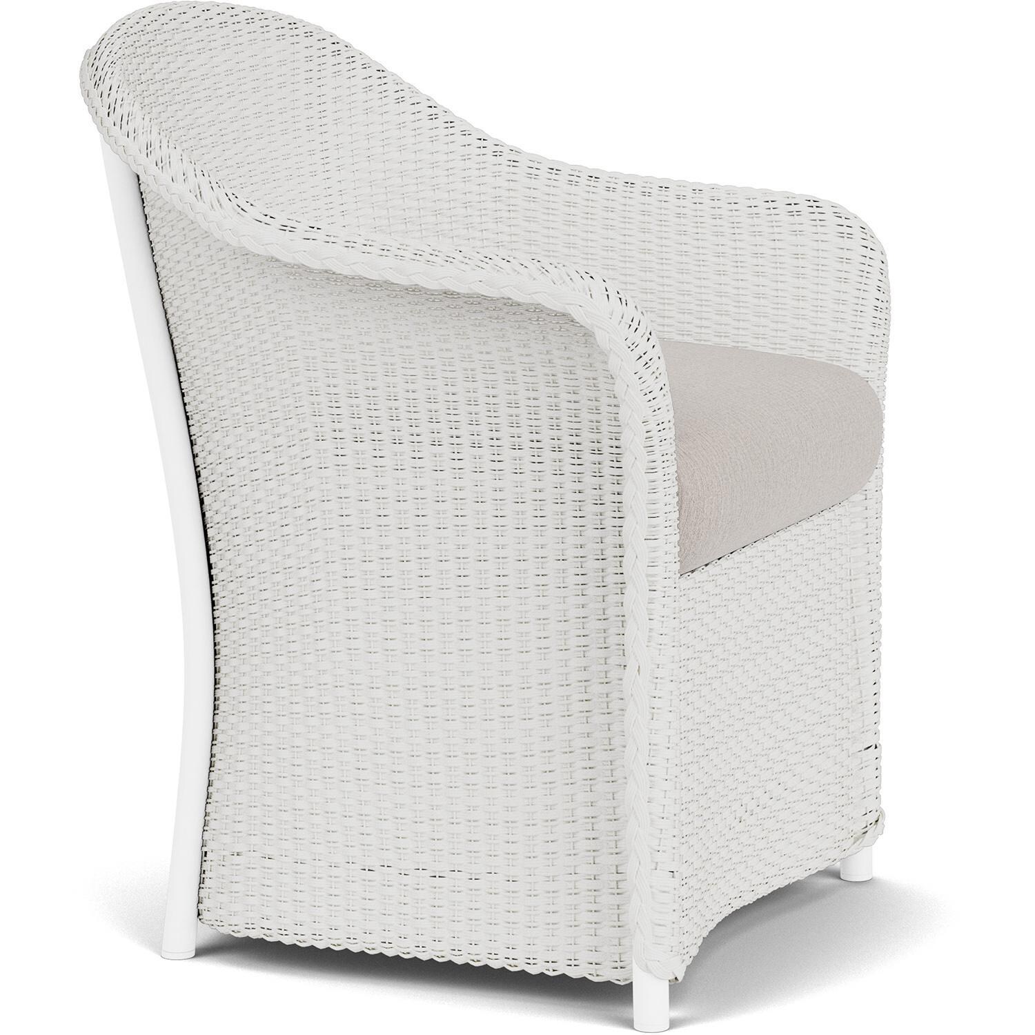 Lloyd Flanders Weekend Retreat Dining Armchair in Matte White Finish W/ Remy Cloud Fabric - Angled thumbnail
