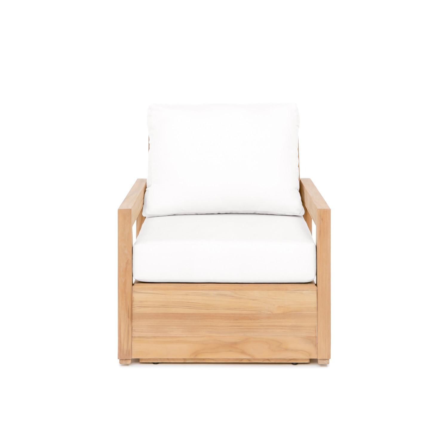 Teak + Table Relax 4 Piece Teak Lounge Set in Natural - Club Chair - White Background thumbnail