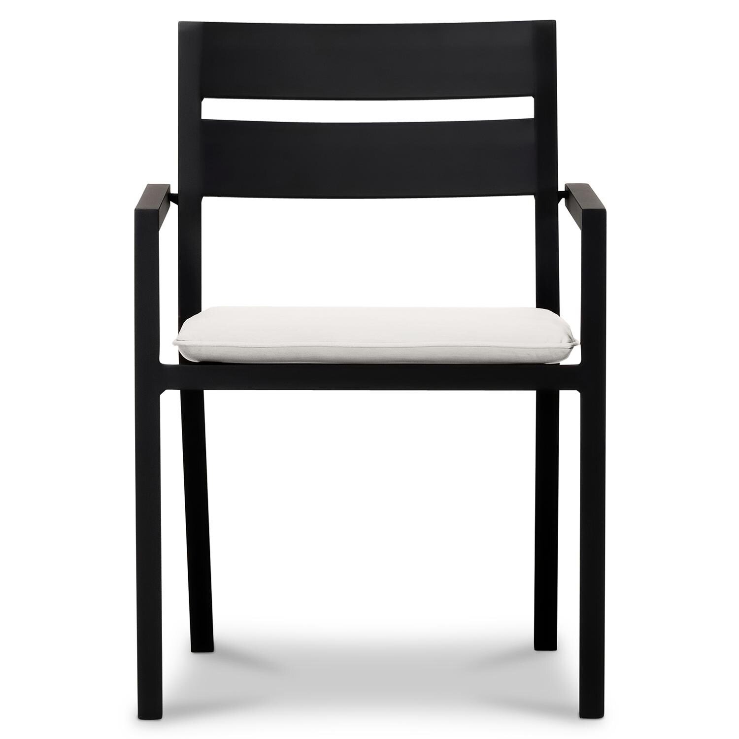 Calm Bay Communal 13 Pc Reclaimed Teak Extendable Dining Set in Black/Canvas Natural by Lakeview - Chair - White Background thumbnail