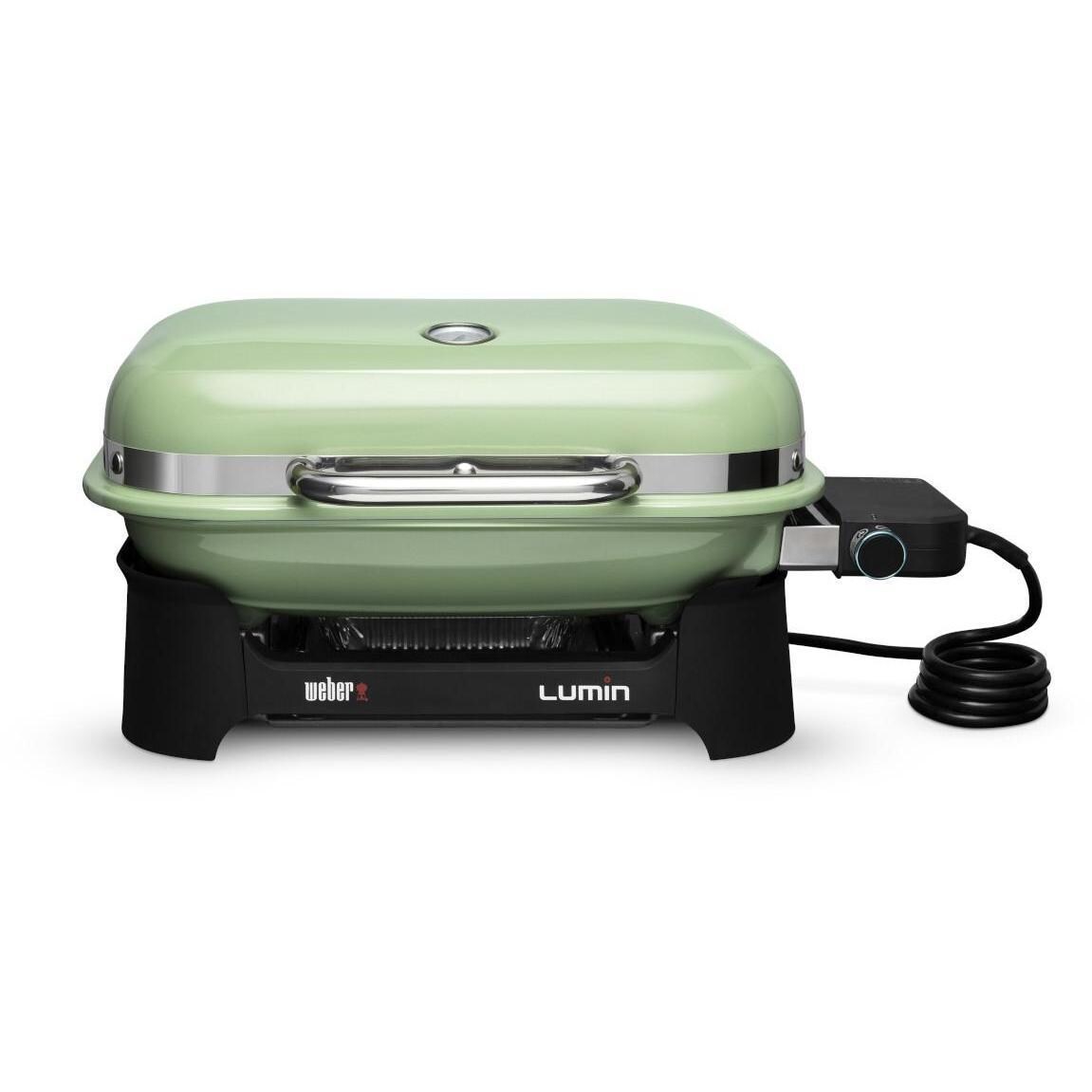 Weber 91070901 Seafoam Green Lumin Compact Portable 1560 Watt Electric Grill - Front View - White Background thumbnail