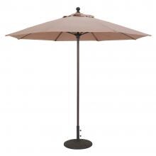 Galtech 9 Ft. Bar Height Octagonal Aluminum Patio Market Umbrella W/ Push Lift - Black Frame W/ Sunbrella Canvas Antique Beige Canopy