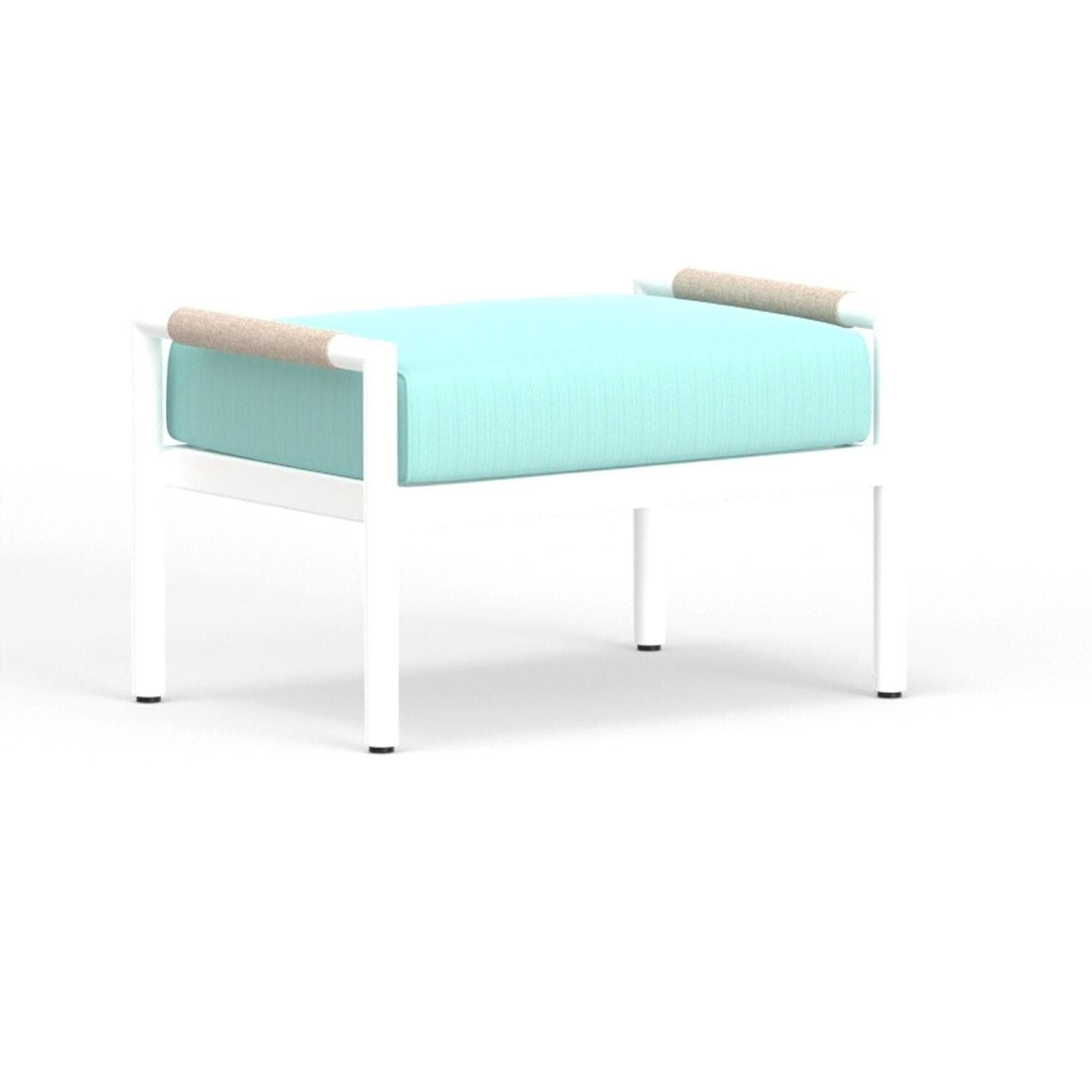 Sabbia Aluminum Ottoman in Dupione Celeste w/ No Welt by Sunset West - Display - White Background thumbnail