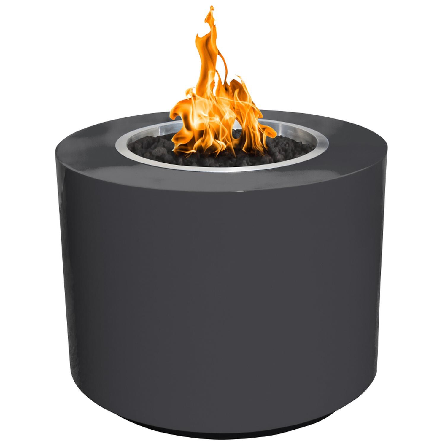 Beverly 42 Inch Round Powder Coated Steel Propane Fire Pit in Gray by The Outdoor Plus