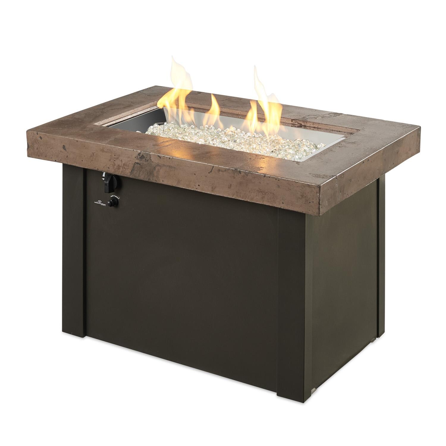 The Outdoor GreatRoom Company Providence Rectangular Gas Fire Pit Table - Brown - Flame thumbnail