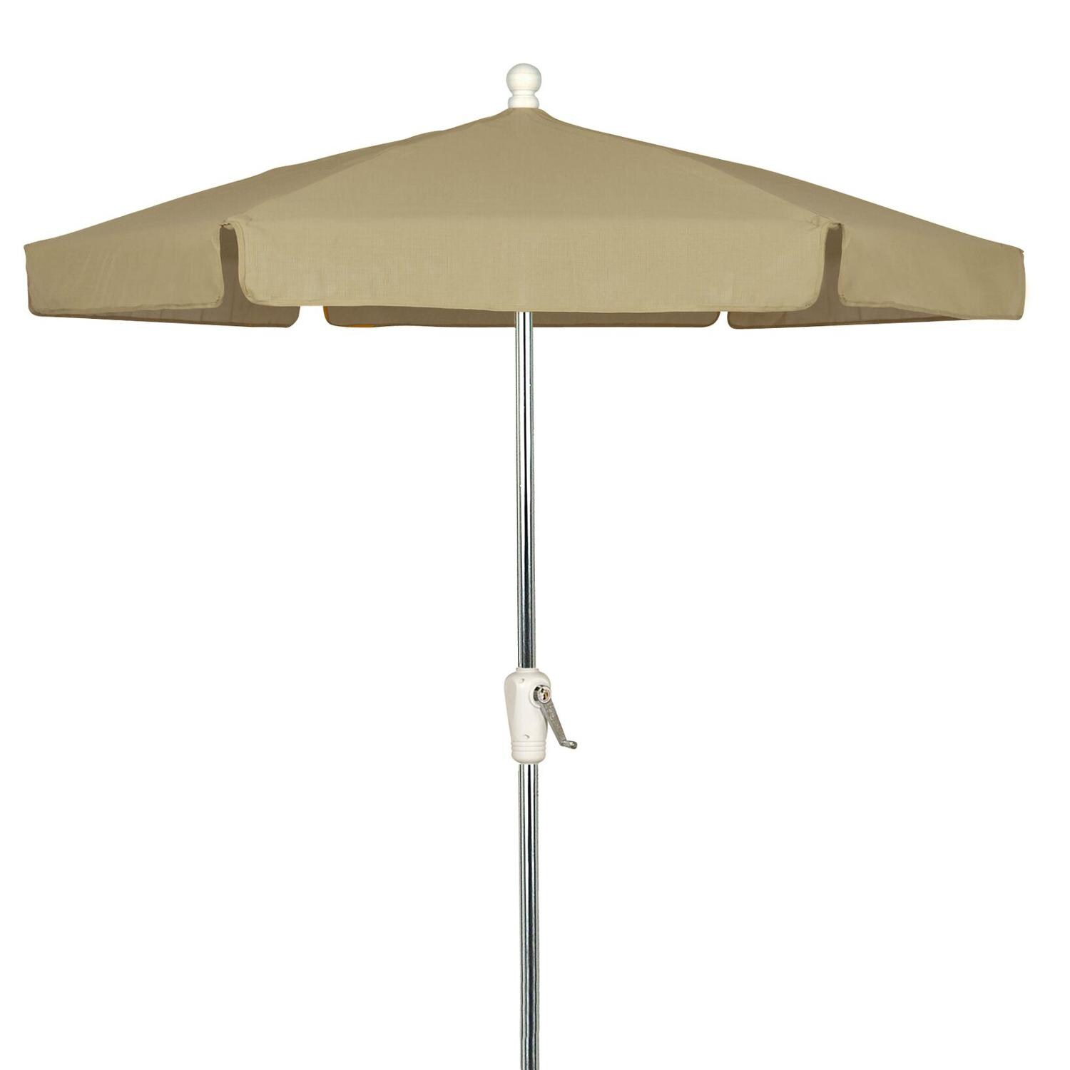 FiberBuilt 7.5 Ft. Aluminum Market Patio Umbrella W/ Crank Lift - Silver Pole / Beige Vinyl image
