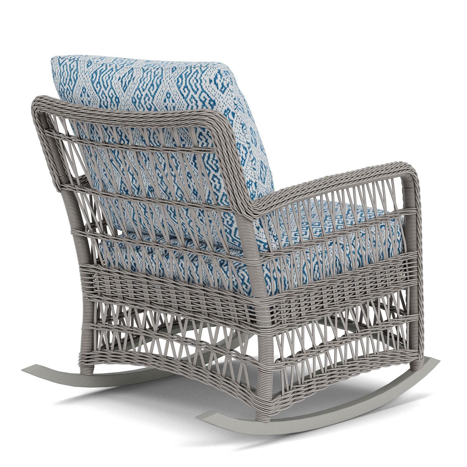 Lloyd Flanders Mackinac Lounge Rocker in Putty Finish with Aman Capri Fabric - Rear Right thumbnail