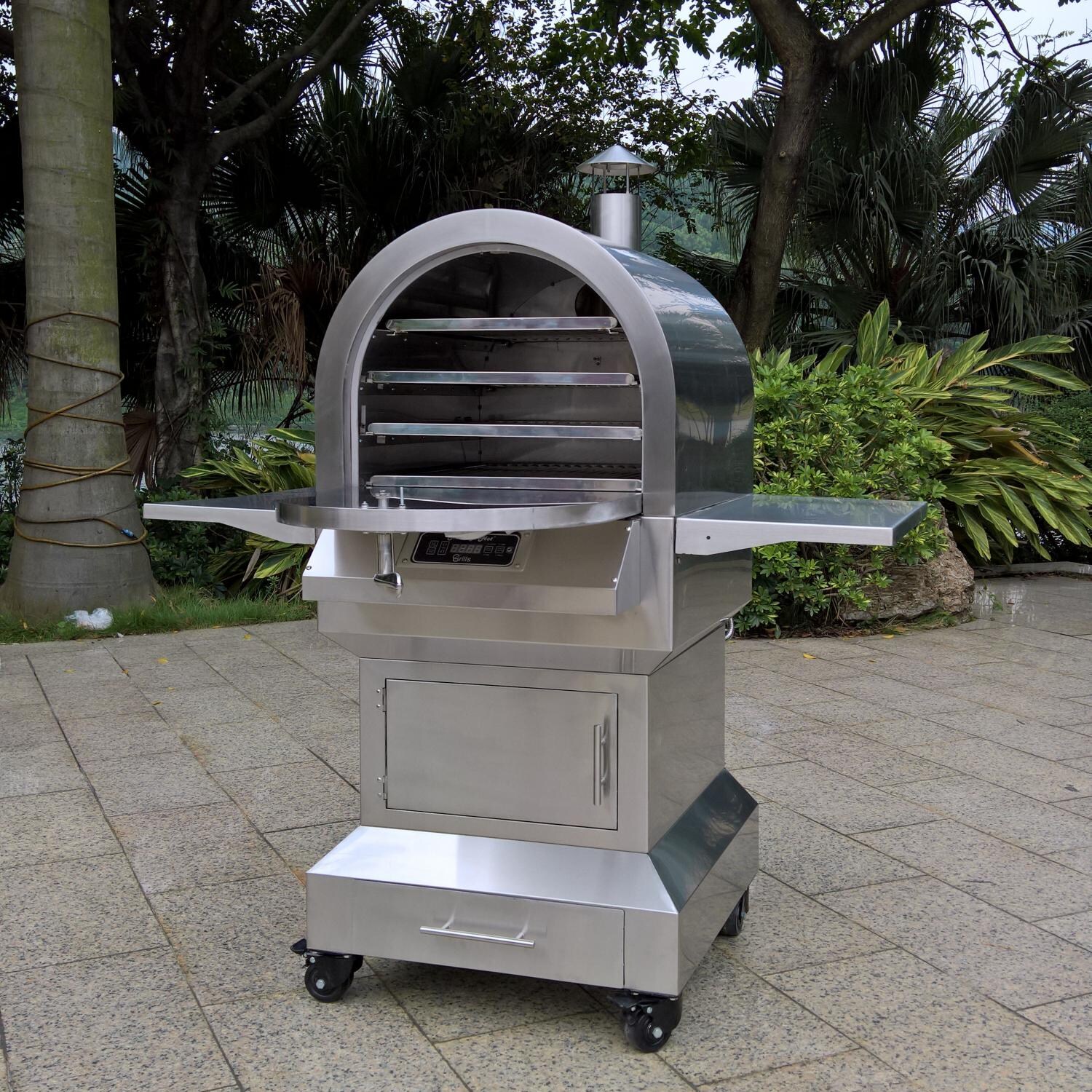 Smoke-N-Hot Stainless Steel Outdoor Pellet Pizza Oven Cooking Center - Open Door thumbnail