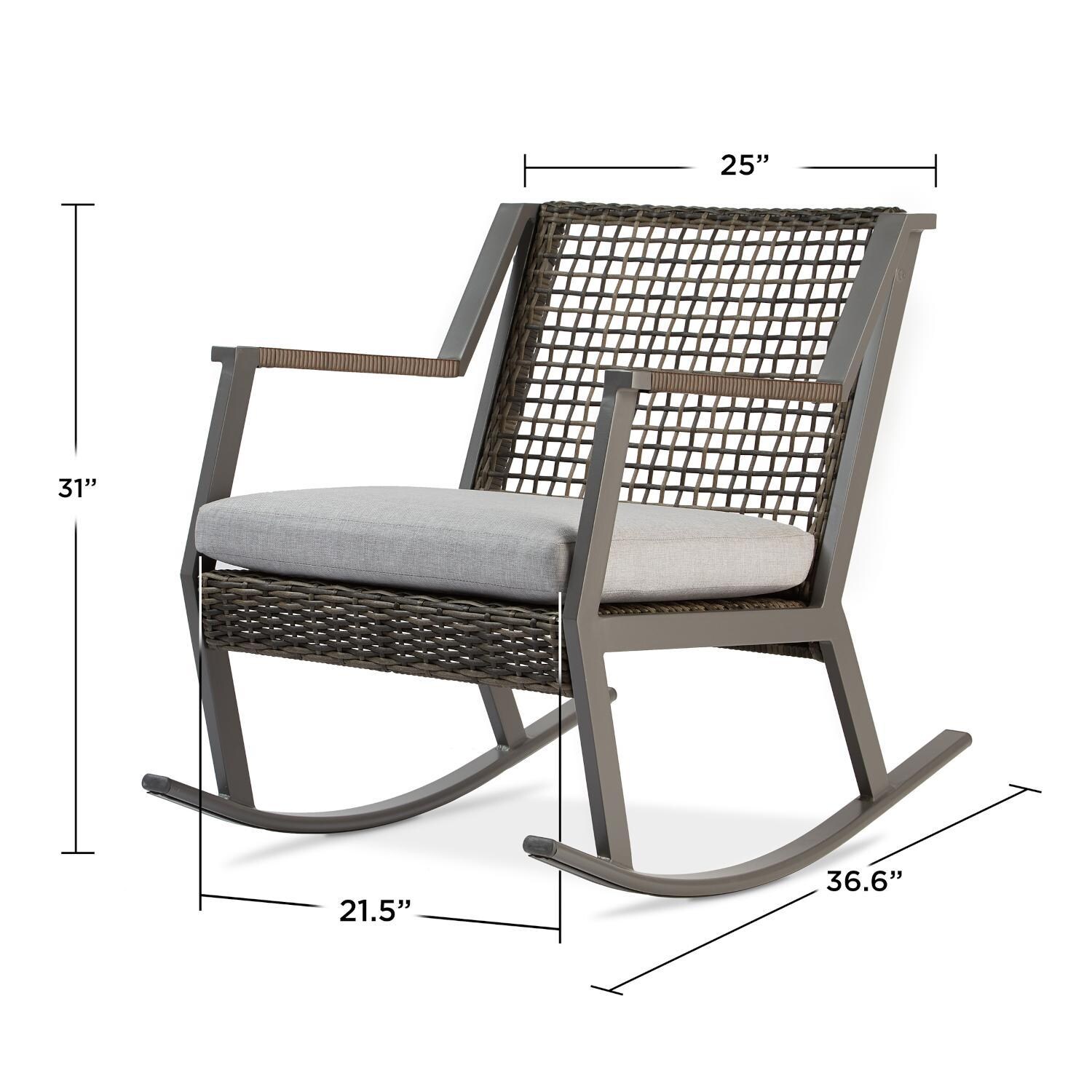 Lakeview Rustic Bay Gray 2 Piece Aluminum Rocker Chair Set - Dimensional thumbnail