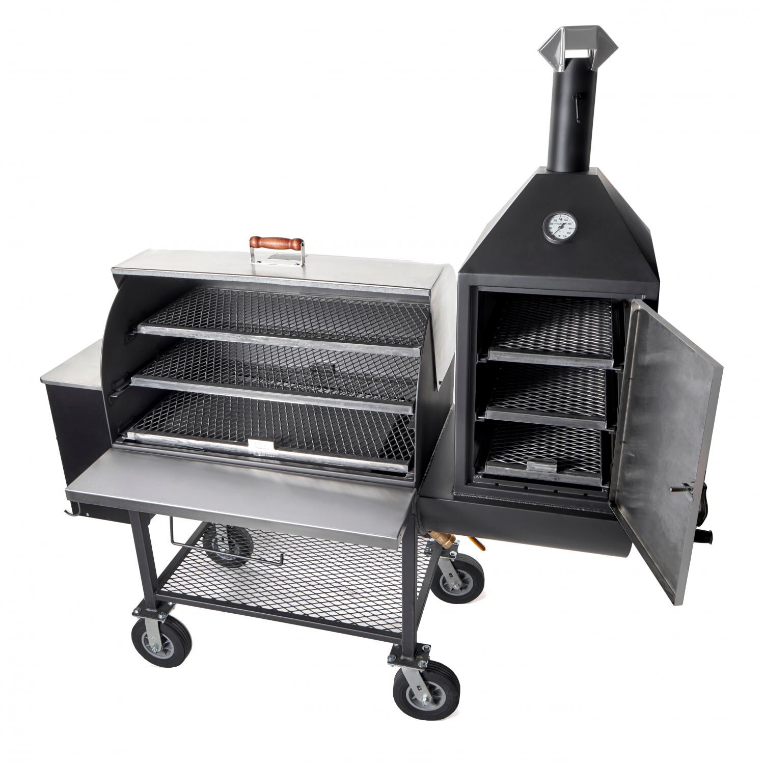 Pitts & Spitts P-MAV2000-US Maverick 2000 Pellet Grill W/ Upright Smoke Box - Open Grates In thumbnail