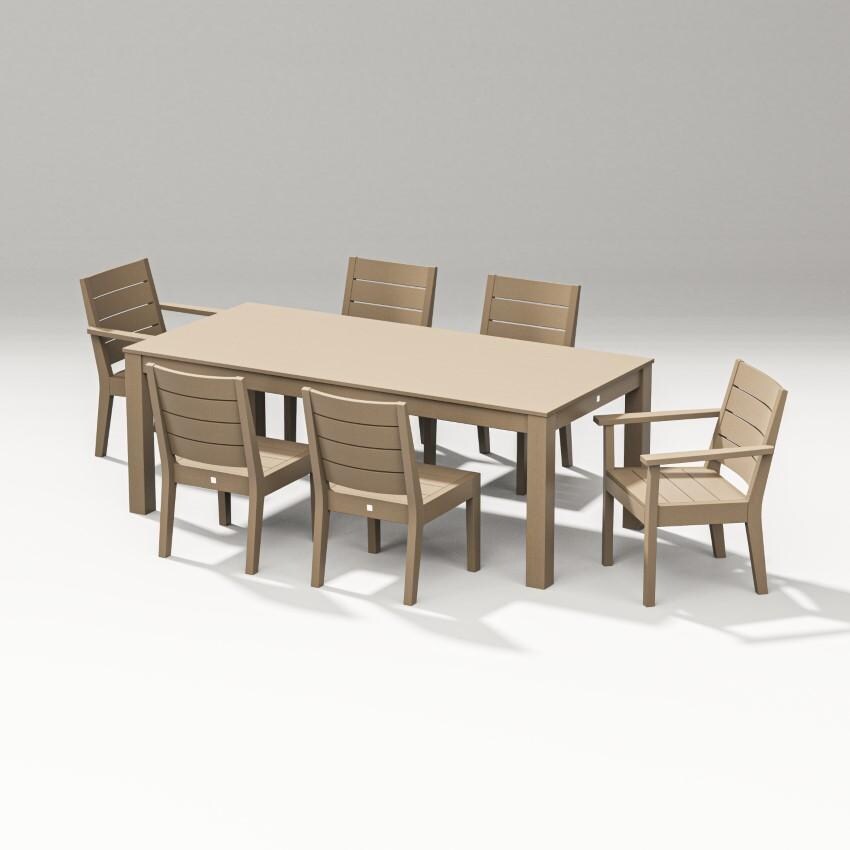 Latitude 7 Pc Dining Set - Parsons 84" in Vintage Sahara by PW Designer Series - White Background thumbnail