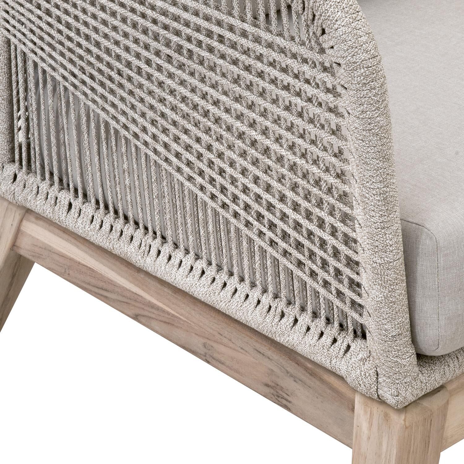 Lakeview Peninsula Way Woven Rope Club Chair in Taupe & White - Side Detail thumbnail