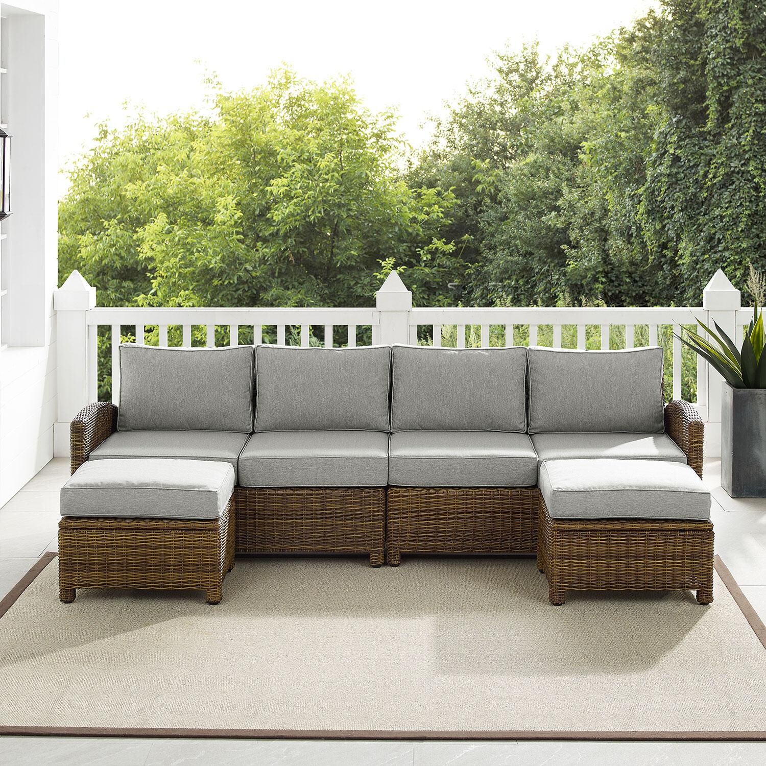 Ultimate Patio UP-92420WB-GY 4Pc Wicker Outdoor Sectional Patio Furniture Set in Gray - Front View - Lifestyle thumbnail