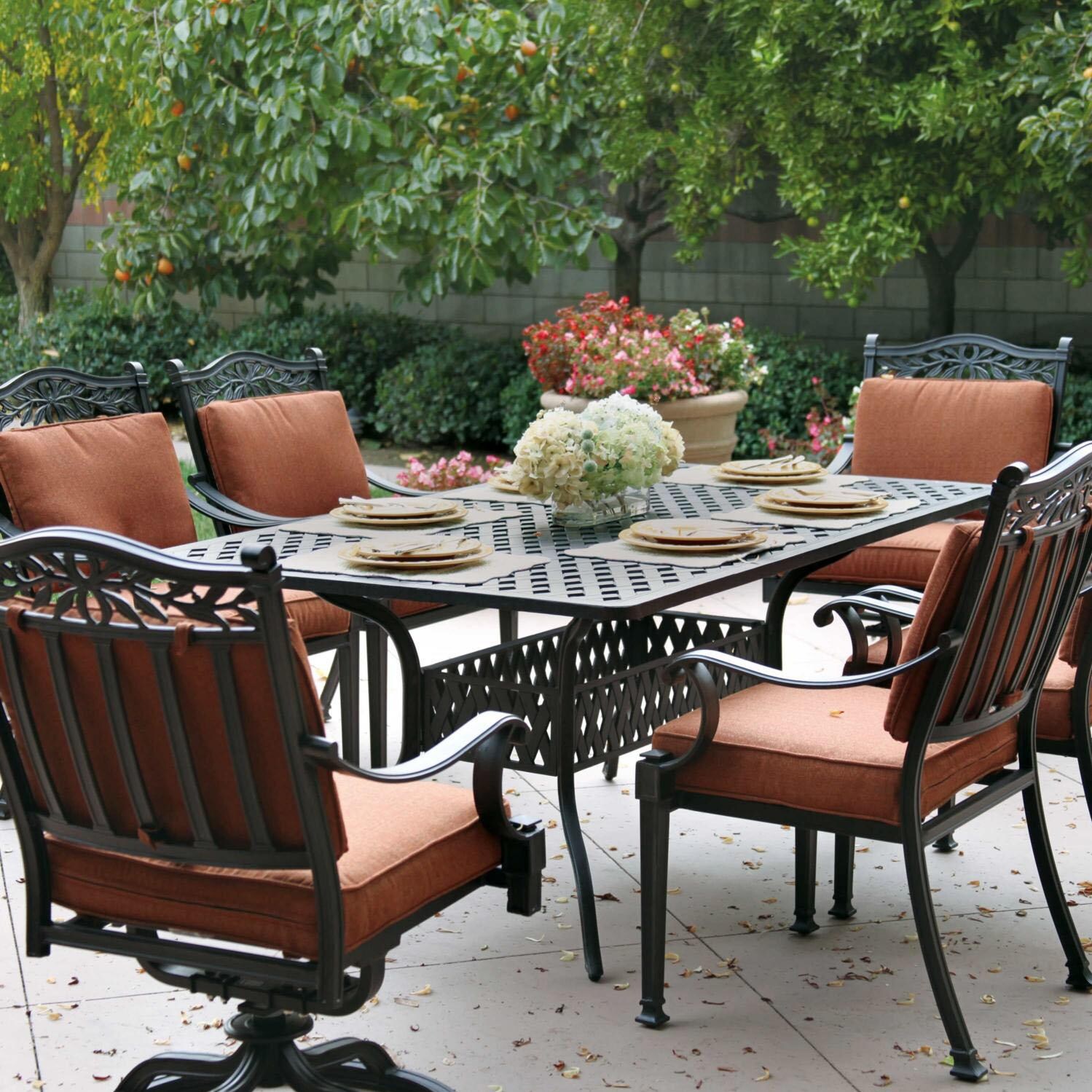 Darlee Charleston 7 Piece Cast Aluminum Patio Dining Set