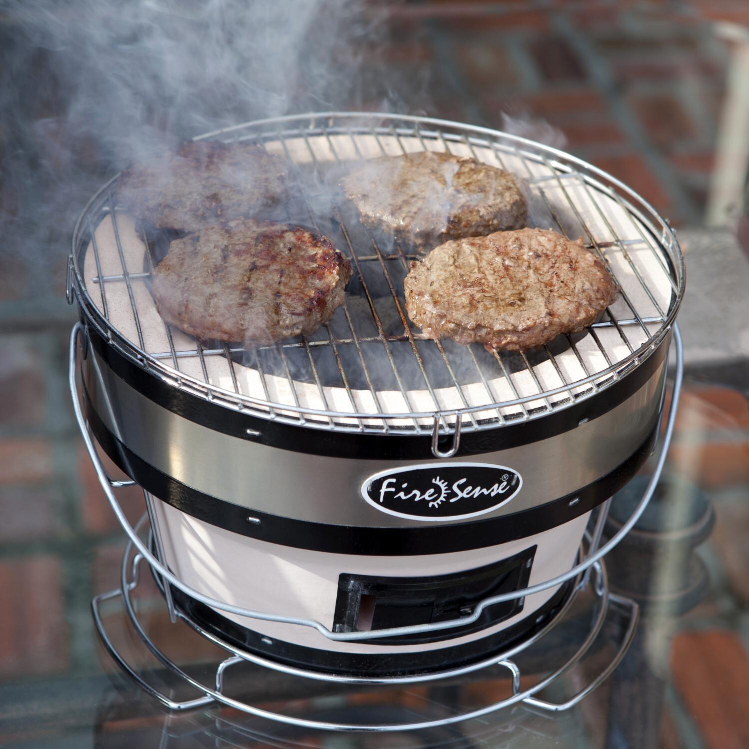 Fire Sense 11-Inch Small Yakatori Tabletop Charcoal Grill - Grilling Burgers thumbnail