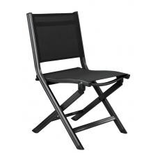 KETTLER Basic Plus Aluminum Patio Folding Dining Side Chair - Gray Frame / Gray Sling