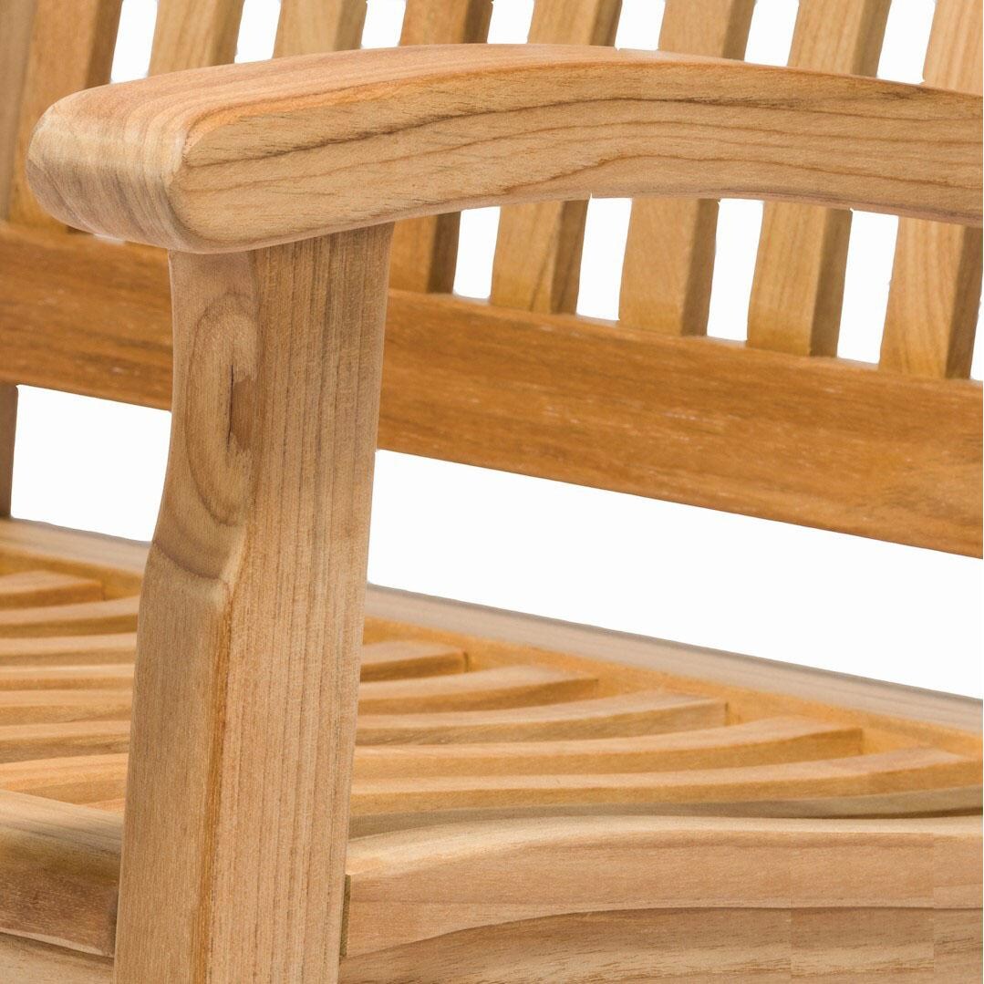 Royal Teak Collection Estate Teak Rocking Chair With Contoured Seat - Arm Detail thumbnail