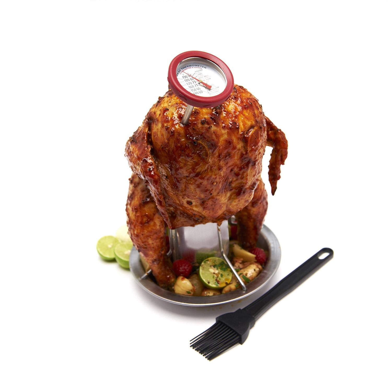 GrillPro Stainless Steel Meat Thermometer w/ Silicone Bezel - 11391 - In Chicken - White Background thumbnail