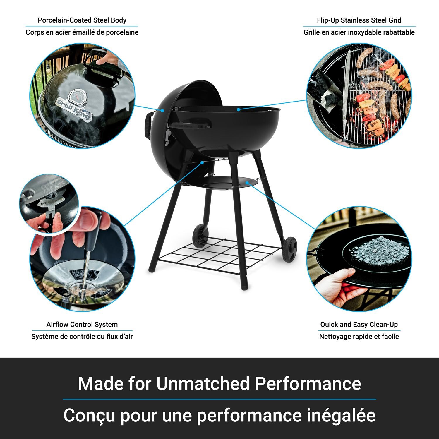Broil King 401010 Kettle 22 1/2-in Charcoal Grill - Black - Key Features - Detail thumbnail