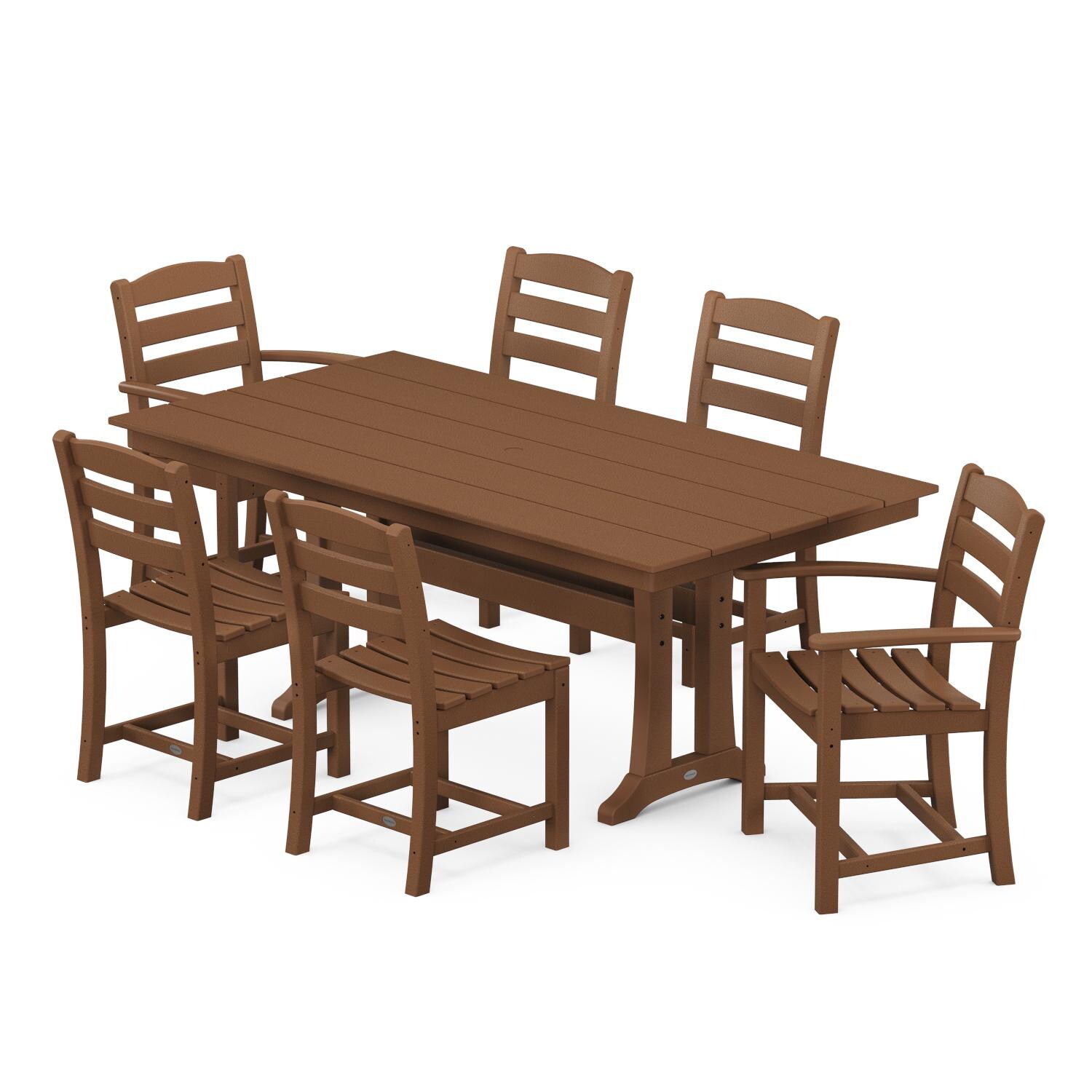 POLYWOOD La Casa Cafe Teak 7 Piece Farmhouse Trestle Dining Set thumbnail