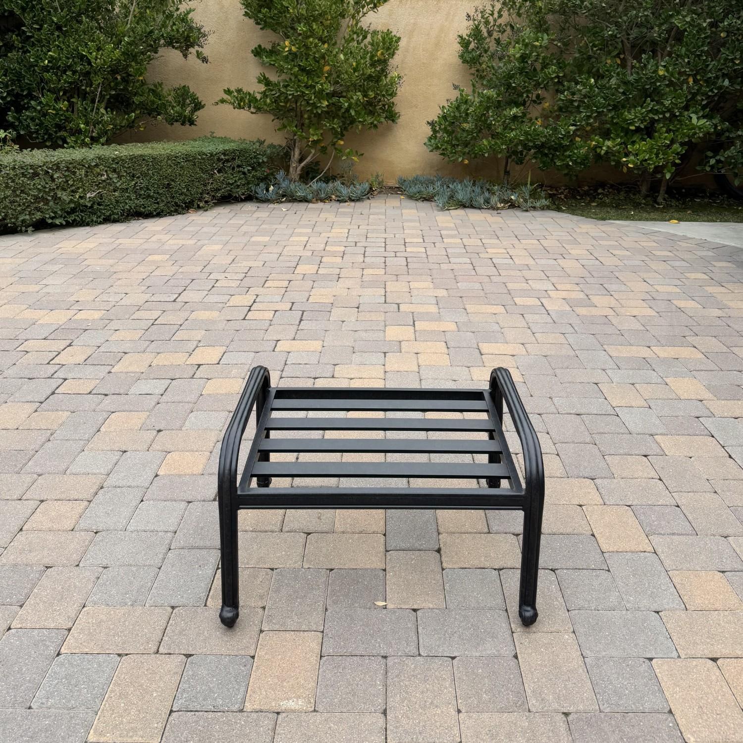 Santa Monica 4 Pc Cast Aluminum Seating Set in Sesame/Antique Bronze by Darlee - Ottoman - Lifestyle thumbnail